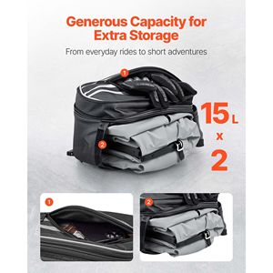 Borsa Laterale per Moto di Grande Capacità 30 L (15 L X 2) con Copertura Impermeabile e Cinghie, Compatibile con MOS - Product Image 3
