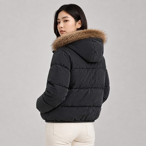 Wholesale Stylish Winter Long Zipper Women's Customized Logo Printing Parka Bubble Bomber Style Breathable - Product Image 5