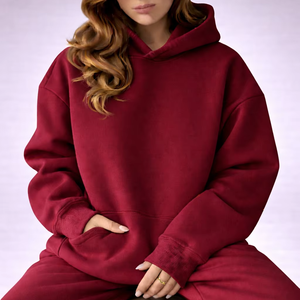Sweat à capuche long et ample pour femme de haute qualité, en velours brossé doux, chaud pour l'hiver, décontracté, coupe ample, style streetwear - Product Image 1