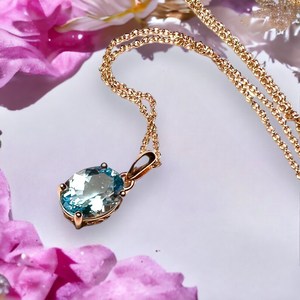 จี้พลอยโทแพซสีฟ้าสไตล์วินเทจ เงินแท้ 925 ชุบทองคำขาว 14K และโรเดียม ของขวัญประจำเดือนธันวาคม - Product Image 5