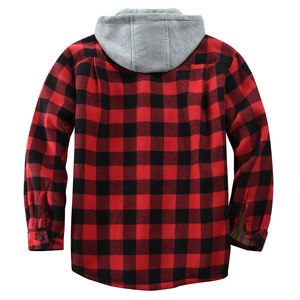Custom Made Unisex Winter <b>Jacket</b> Plaid Canvas <b>Flannel</b> Stand Collar Sherpa Fleece Lining Zipper Fly Hooded - Product Image 1
