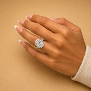 4.50 TCW Oval Cut Lab Grown Diamond Engagement <b>Ring</b> | Halo Pav | IGI Certified | 14K White Gold Luxury Wedding Party <b>Proposal</b> - Product Image 1