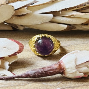 Bague en laiton améthyste de qualité supérieure 2026, style vintage céleste, plaquée or 18 carats, bague tribale audacieuse, vente en gros pour femmes - Product Image 1