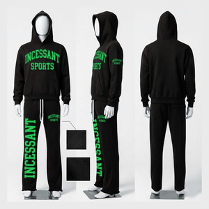 Conjunto Deportivo para Hombre, Sudadera con Capucha de Color Sólido, Corte Regular, Pantalones Deportivos, Ropa Deportiva, Logotipo Personalizado, 100% Algodón - Product Image 1
