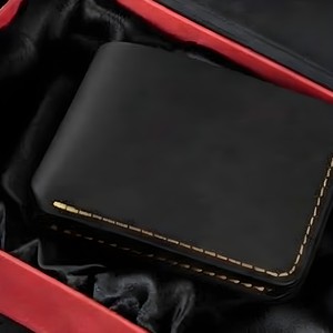 Premium Quality Real Leather Bifold <b>Wallet</b> Stitched Detail Classic Minimalist Style Men Financial <b>Cash</b> Credit Card Organizer - Product Image 2