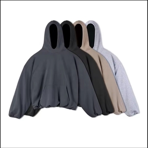 Sudadera con Capucha de Forro Polar de Color Sólido para Hombre, Sudadera Corta Extra Grande, Manga Regular, Ropa Formal de Invierno, 100% Algodón Tejido - Product Image 5