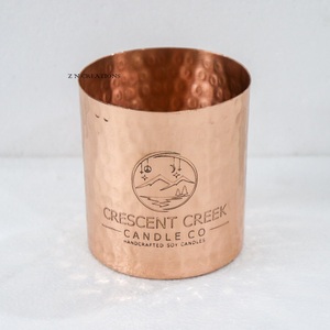 Customized Handmade Copper Candle Container Hammered Metal Votive Vessels Jars Lid Decorative Scented 18 Oz <b>Heat</b> Resistant Matte - Product Image 5