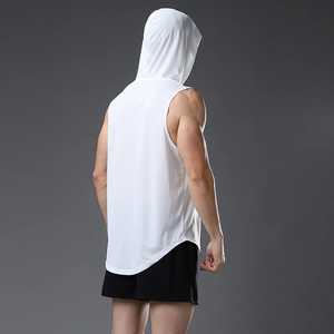 Débardeur à capuche sans manches pour homme, couleur unie, séchage rapide, sportif, gris, noir, blanc, personnalisable OEM/ODM - Product Image 2