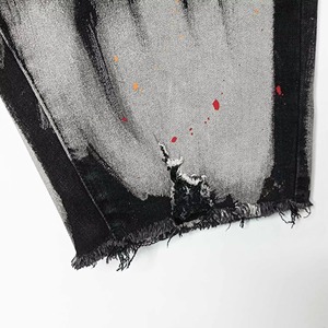 Vente en gros Personnalisable Streetwear Homme Été Décontracté Coupe Droite Taille Mi-Haute Respirant Imperméable Effet Déchiré PU Peinture Éclaboussée - Product Image 6