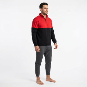 Sudadera con media cremallera al por mayor, de forro polar de 280 g/m², con estampado puff, estilo streetwear - Product Image 1