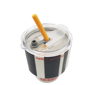 12oz Black White Stripe <b>Double</b> <b>Wall</b> Vacuum Insulated Stainless Steel Coffee Tumbler with Straw Lid - Product Image 5
