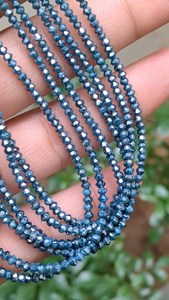 Perles Rondelles Facettées en Diamant Bleu Naturel 3mm, Fil de Pierres Précieuses Premium de 15 Pouces, Vente en Gros pour la Fabrication de Bijoux - Product Image 4