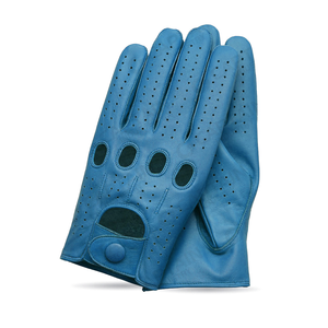 Blue Leather Sports <b>Gloves</b> Wrist Length Breathable Unlined Full Finger Sporty Style Spring Summer Use - Product Image 1