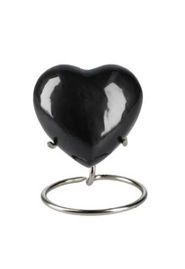 Black Heart Shaped Cremation Urn with Metal Stand for <b>Pet</b> <b>Ashes</b> Custom Design Classic <b>Keepsake</b> Heart Urn - Product Image 5