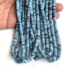 Perles d'Opale Bleue Naturelle Facettées en Forme de Roue Heishi, Fil de 16 Pouces, Perles de 6mm en Opale Bleue Véritable en Gros - Product Image 1