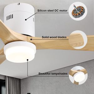 Ventilatore da Soffitto in Legno da 52 Pollici con Luce LED da 18W, 3 Pale in Legno Massello, Telecomando e Motore DC Reversibile per Uso Domestico - Product Image 3