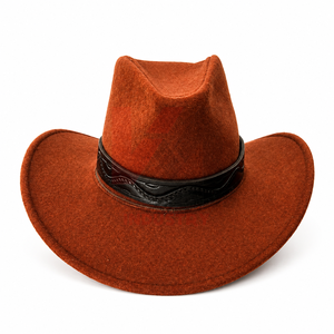 Chapeaux de cowboy en cuir véritable, en peau de vache, à large bord, style western, pour hommes et femmes, fournisseur en gros, service de personnalisation du logo OEM - Product Image 1