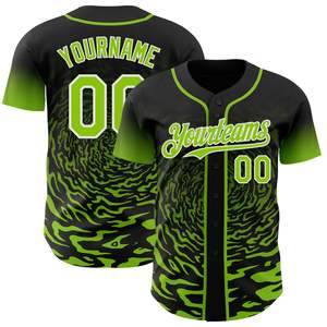 เสื้อเบสบอลสีเขียวดำแบบสั่งทำขายดีที่สุด ติดกระดุม ผ้าโพลีเอสเตอร์ 100% ระบายอากาศได้ดี แห้งเร็ว พร้อมโลโก้สั่งทำ - Product Image 1