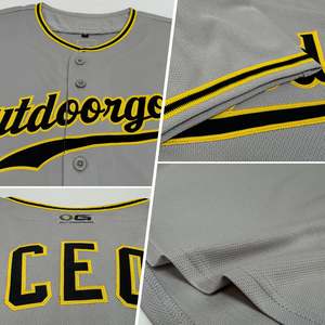 Uniforme de Béisbol Gris, Negro y Dorado, Directo de Fábrica, Malla Transpirable, Secado Rápido, Camiseta de Equipo, Impresión de Logotipo Personalizado, Producción en Masa - Product Image 5