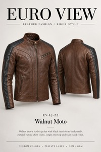 Chaqueta de Cuero Unisex para Invierno, Estilo Urbano, Sólida, Bordada, con Cierre Frontal de Cremallera, Logotipo Personalizado - Product Image 2