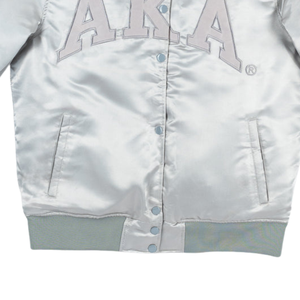 <b>Silver</b> Star Full Length Vintage Bomber <b>Jacket</b> <b>Women</b> Retro Varsity Style Casual Streetwear Lightweight Cotton Embroidery Fashion - Product Image 5