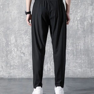 Pantalon de sport décontracté pour homme, taille régulière, hiver, grande taille, noir, taille élastique, 100% coton, respirant - Product Image 5
