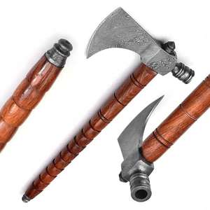 Hache Tomahawk Smooky personnalisée de 19 pouces en acier inoxydable avec manche en bois de rose, hache à barbe, équipement de chasse en cuir pour l'extérieur, bricolage industriel, cadeau pour la fête des pères - Product Image 1