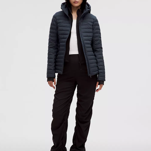 Women Oversized Lightweight Breathable Printed Canvas Polyester Filled Long Sleeve Zip <b>Packable</b> Puffer <b>Jacket</b> - Product Image 1