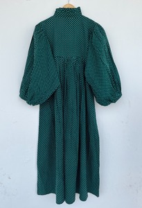 Wholesale Women Green Cotton Polka Dot Maxi Dress <b>Balloon</b> Sleeve Summer Dress - Product Image 2