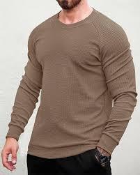 STELe O-Neck Casual <b>Patchwork</b> Long Sleeve T-<b>Shirt</b> Breathable Regular Fit Knitted Corduroy Fabric Spandex/Polyester 180g Men Long - Product Image 3