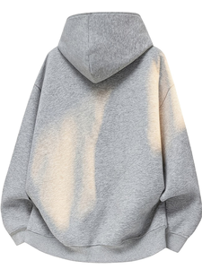 Sweat-shirt en molleton de coton asymétrique à capuche pour homme, coupe-vent, écologique, sans doublure, boutonné, collection automne/hiver, tricot personnalisé - Product Image 6