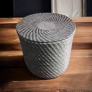 Big Capacity Sabai Grass Storage Woven Storage <b>Basket</b> with Lid Gray <b>Laundry</b> Bin for Kids Room Organizing Clothes and Toy - Product Image 4