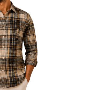 Black Brown Beige Tartan <b>Plaid</b> Mens Long Sleeve <b>Shirt</b> Casual Button Down Check Cotton <b>Shirt</b> Custom Wholesale Fashion Apparel - Product Image 4