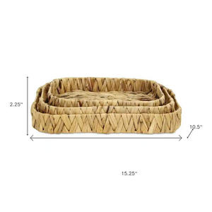 ชุดตะกร้าสานจากผักตบชวาธรรมชาติทรงสี่เหลี่ยมผืนผ้า HomeRoots จำนวน 3 ใบ - ขนาดเล็ก/กลาง/ใหญ่ - Product Image 6