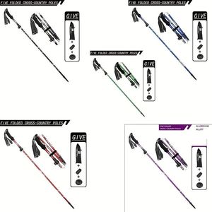 Bastones de Trekking Plegables Ligeros de 5 Secciones con Bloqueo Externo Seguro, Longitud Ajustable, Bastones de Caminata Ergonómicos y Resistentes para - Product Image 6