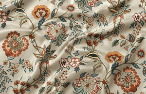Tela Tejida de Seda y Algodón Gaji con Estampado Floral Orgánico para Vestidos de Mujer, Ropa de Cama, Fundas de Sofá, Trajes de Boda - Maison Celadon Satin - Product Image 3