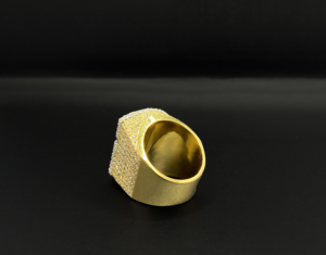 Anillo de Diamantes Chapado en Oro Amarillo para Hombre, Corte Baguette, Estilo Hiphop, Uso Diario - Product Image 3