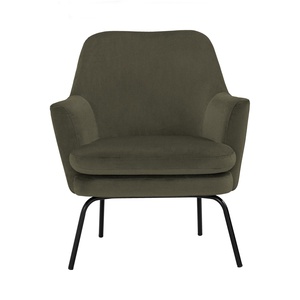 Sillón Tapizado en Verde Hoja con Patas de Metal Negro Mate, Sillón de Diseño Industrial Moderno para el Hogar y la Oficina - Product Image 3