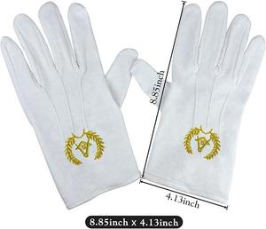 Gants blancs de la Grande Loge maçonnique, accessoire de régalia de la franc-maçonnerie, symbole maçonnique brodé à la machine. - Product Image 5