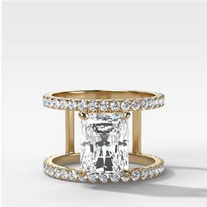 Radiant Diamond <b>Engagement</b> <b>Rings</b> 3Ctw Double Row Gap Pave Set Lab Grown Solitaire <b>Unique</b> Wedding Fine Jewelry 14K 18K Solid Gold - Product Image 4