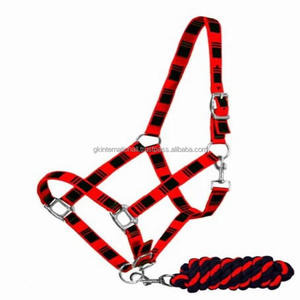 Halter de caballo de nailon más vendido, cuerda de plomo a juego, Halter de nailon bordado a cuadros de fantasía personalizado para caballo - Product Image 3