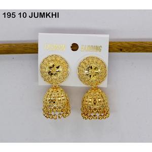 Antique Design Forming Look 1 Step Dangle Jhumki Earrings Premium Quality Traditional Designed Indian Brass Gold Jhumki - Product Image 3