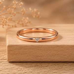 Dainty Round Brilliant Cut Lab Created Diamond Women Wedding Stackable <b>Ring</b> Slim Fit Bridal Band Solid Gold 0.02ct Fine Jewelry - Product Image 3