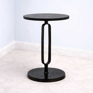 โต๊ะบาร์อะลูมิเนียมหล่อขึ้นรูปทรงหรูหรา สีดำด้าน หน้าโต๊ะทรงกลม ฐานแบบวงแหวน แข็งแรง ทนทาน โครงสร้างมั่นคง ดีไซน์ทันสมัย สวยงาม - Product Image 1