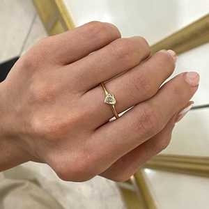 Bagues empilables en diamant, serties clos, taille cœur, diamants de laboratoire, minimalistes, de luxe, pour promesse, usage quotidien, en or massif 14k 18k, vente en gros - Product Image 4