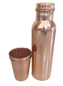 Bouteille d'eau martelée en cuivre pur à 100 %, faite à la main, brillante et étanche, idéale pour un usage quotidien, la gym, le yoga, à un prix abordable - Product Image 5