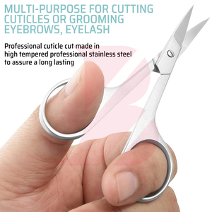 Tijeras para uñas de acero inoxidable con punta extrafina y hoja curva, herramienta de manicura de precisión para recortar cejas y pestañas y cuidado de la piel seca - Product Image 5
