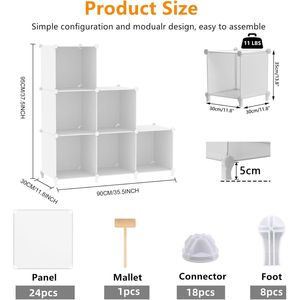 Organizzatori per Armadio a Cubo, 6 Contenitori Impilabili in Plastica Fai-da-Te per Camera da Letto, Organizzatore Personalizzabile per Vestiti - Product Image 3