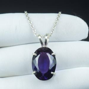 Magnifique pendentif ovale bicolore en tanzanite, collier en argent sterling 925, pierre de naissance de décembre, cadeau - Product Image 6