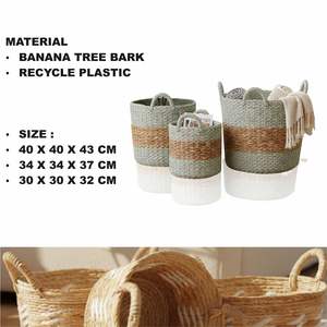 Ensemble de 3 paniers HORZ en écorce de bananier, artisanat - Product Image 2